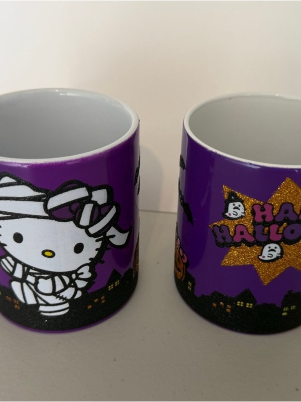 Hello Kitty Purple Halloween Ceramic Mug Set - Hello Kitty Mummy & Ghosts